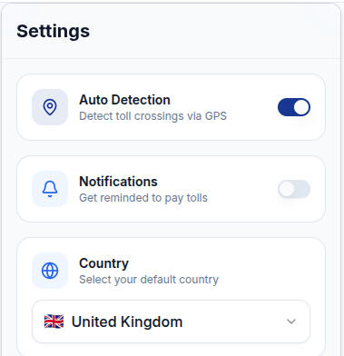 Settings Page - Toggle Auto-detect